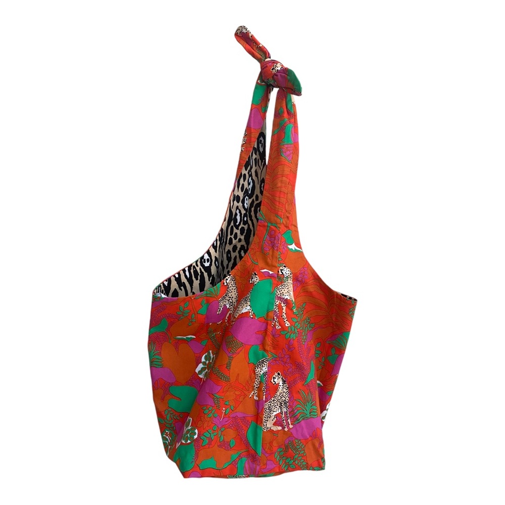 CAbi Sling Bag 5992 Orange Multicolor Leopard Animal Print Reversible - Picture 5 of 9